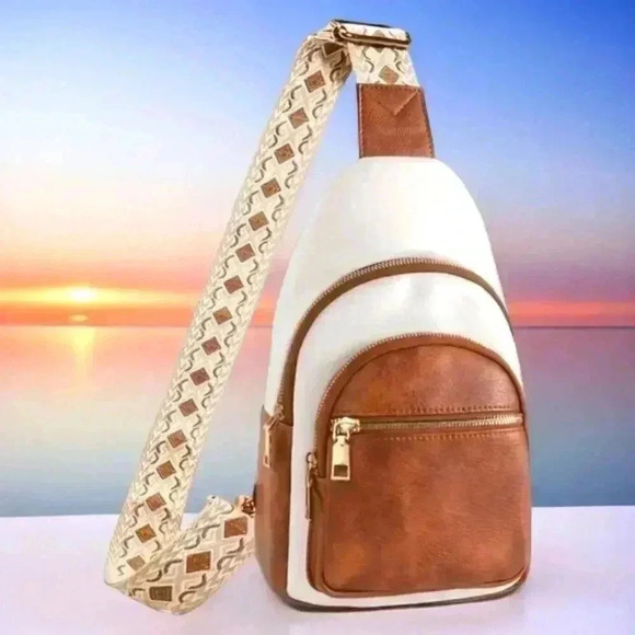 NKULTD Handbags - 🆕️ Boho Chic Vegan Leather Sling Bag 🌿 | Colorblock Style | Adjustable Strap